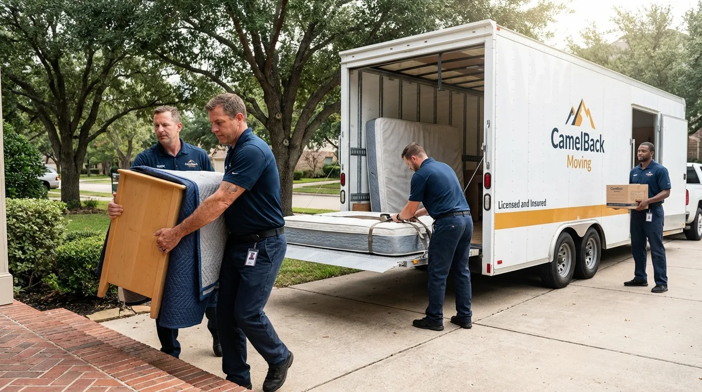 Crew loading residential truck for cross-state move from Dover Plains, NY