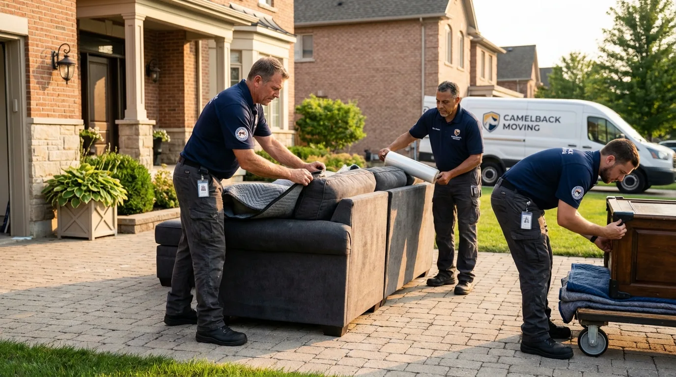 Large estate moving crew wrapping furniture in Dover Plains, NY